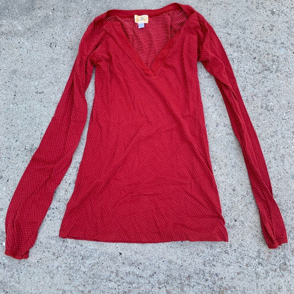 Puella long sleeve red knit top, size M